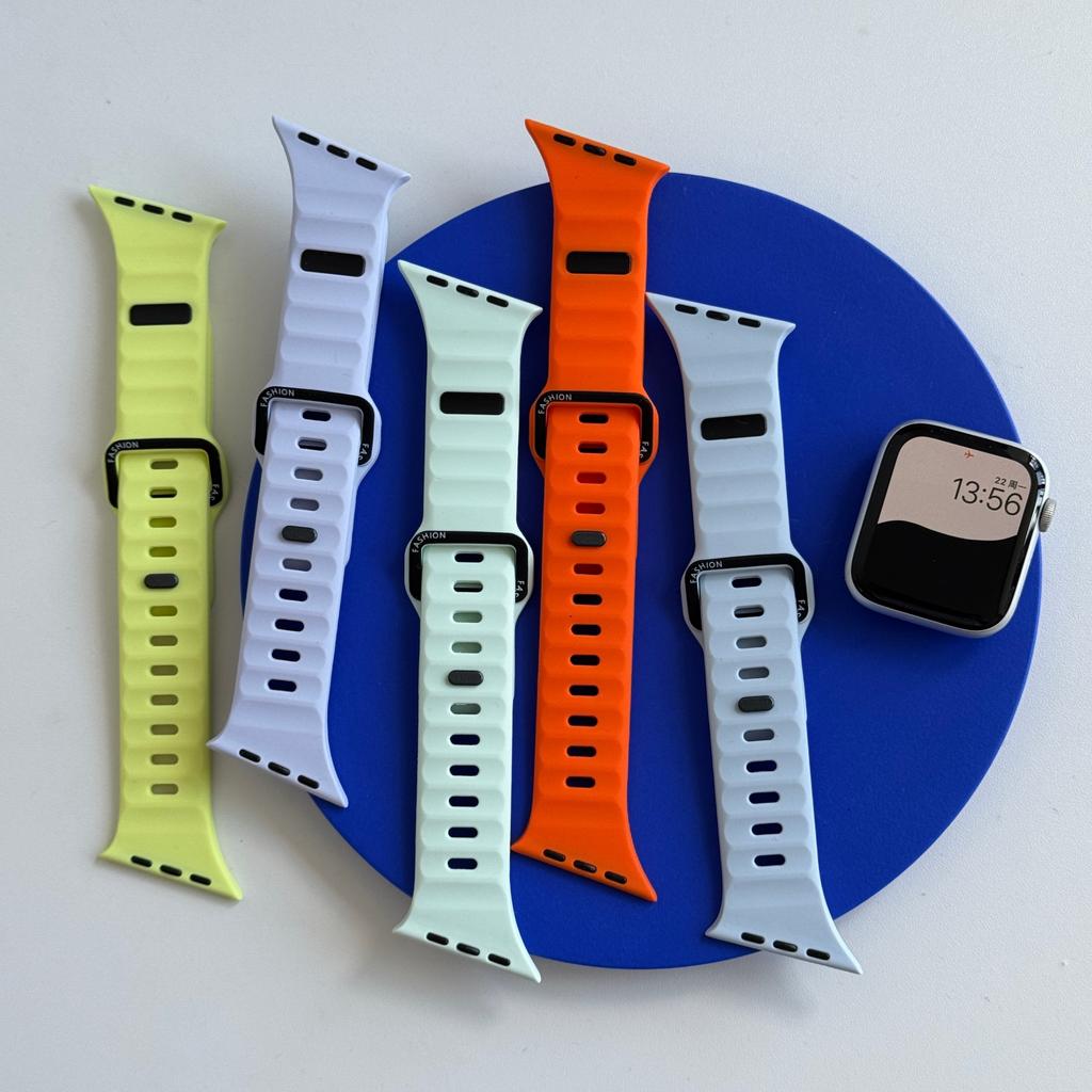 Sport Bands For Apple Watch Ultra Wide Soft Silicone Wristbands Waterproof Strap Men for iWatch Series 11/10/9/8/7/6/5/4/3/2/1SE