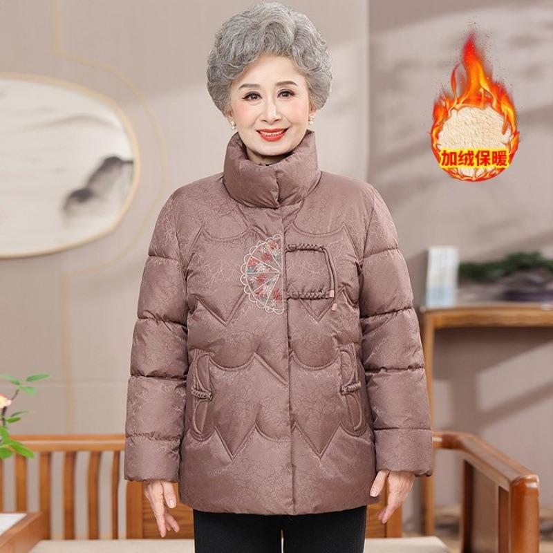 

Женская одежда с хлопковой подкладкой осень и зима новая бархатная утолщенная теплая красная хлопковая вышитая хлопковая куртка 5XL [Recommended 150-80 kg]