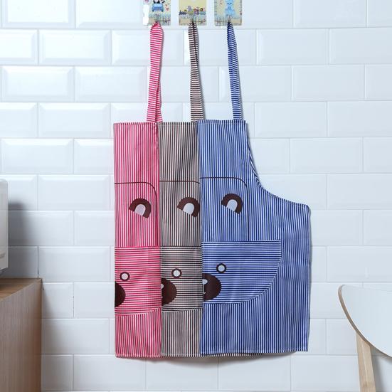 Cute Bear Cooking Restaurant Design Sleeveless Kitchen with Apron Cover Pocket