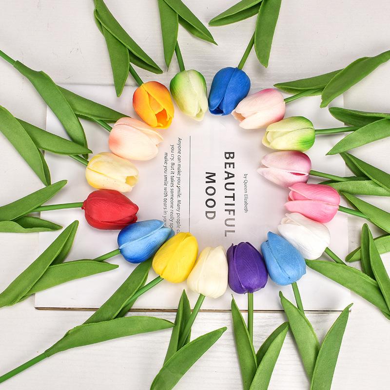 1pc Tulip Flower Real Touch Artificial Tulips Bouquet Pe Fake Flower For Wedding Decoration Flowers Home Garden Decorative 