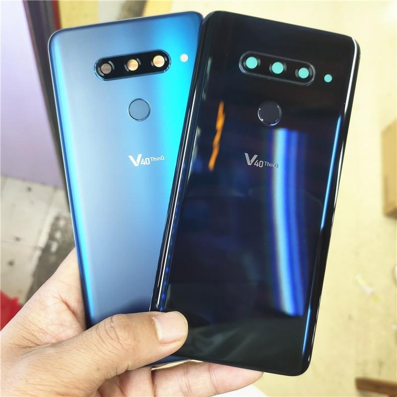 Glazen Behuizing Voor LG V40 ThinQ V405QA7 V405UA V405TAB V405UA0 Achterkant Batterijdeksel Achterkant Behuizing Met Vingerafdruk Camera Lens