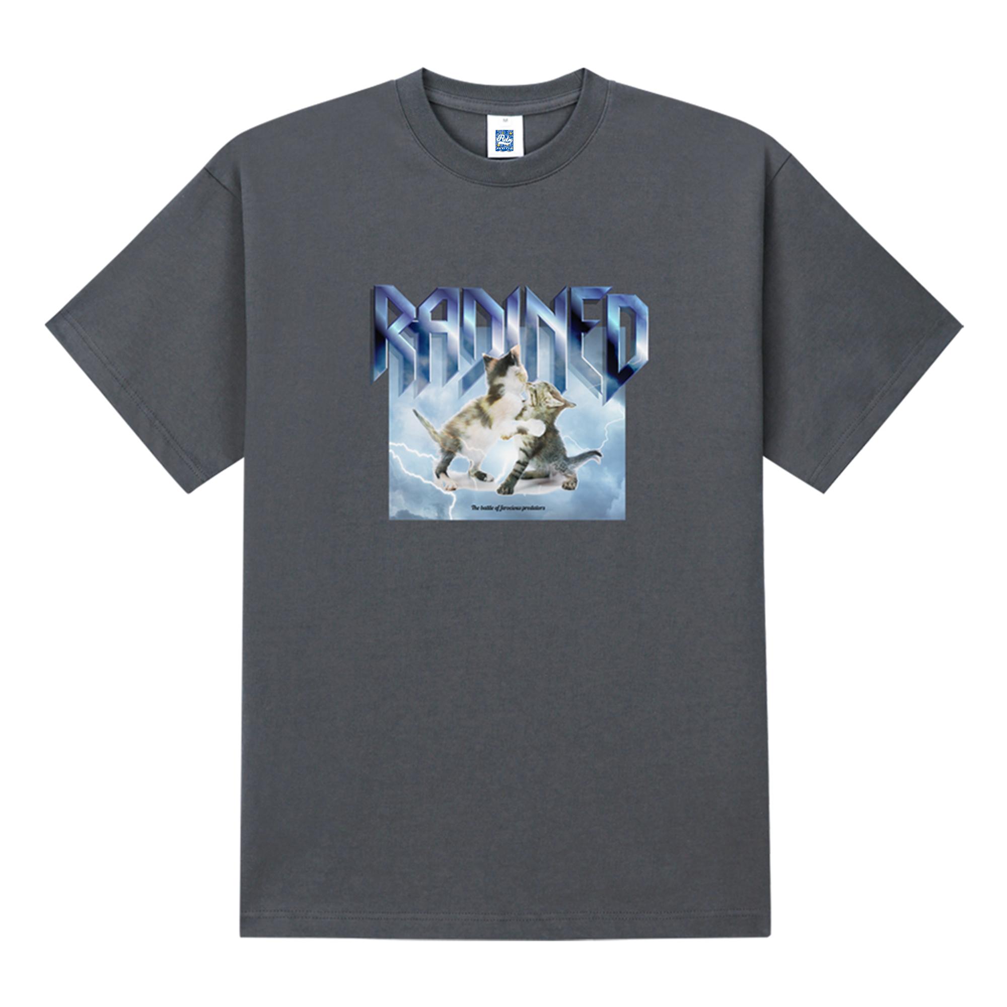 Radineo Cat And Punching Gray Short Sleeve T-Shirt L