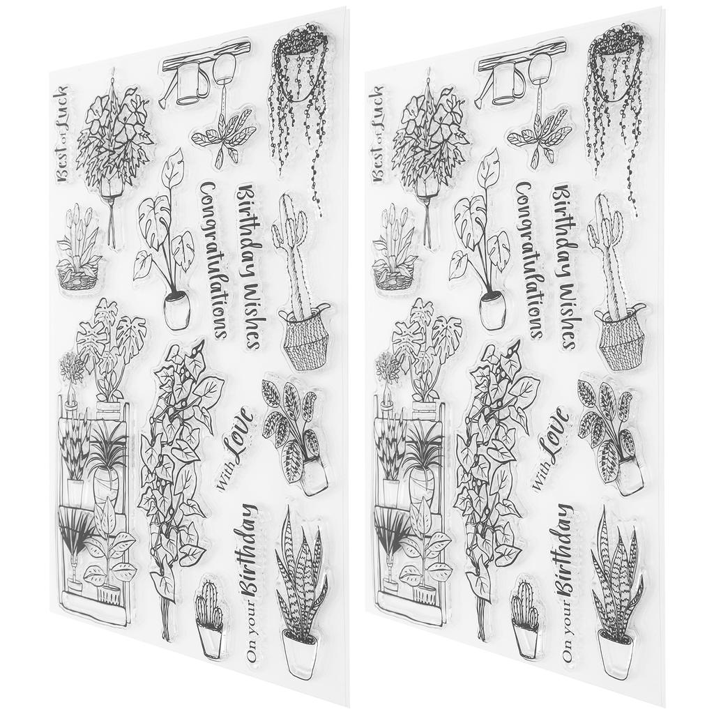 2Set Vase Pattern Transparent Stamp Crafts for DIY Scrapbook Photo Album Card Decoration