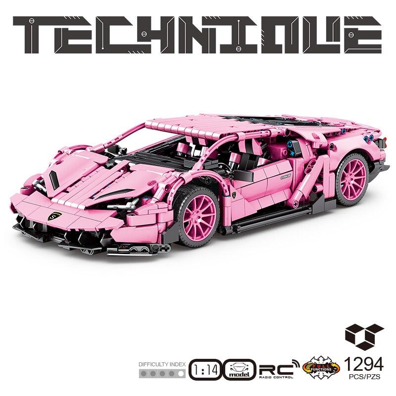 Pink Technical Expert Famous Sports Car Building Blocks