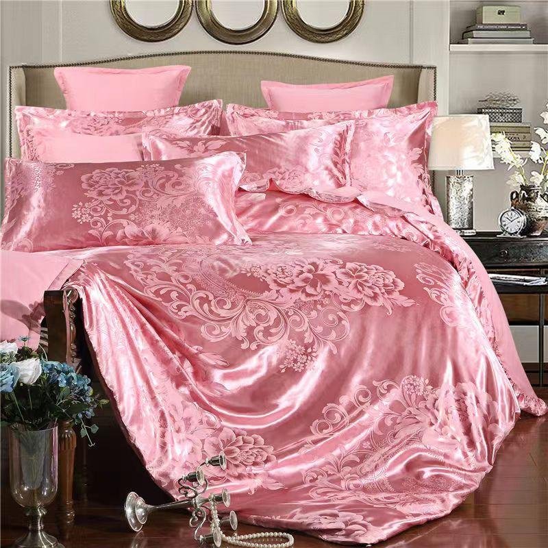 4pcs/set  Luxurious and Comfortable Bedding Set  Soft Silk Duvet Cover  Bed Sheet Pillowcase Set