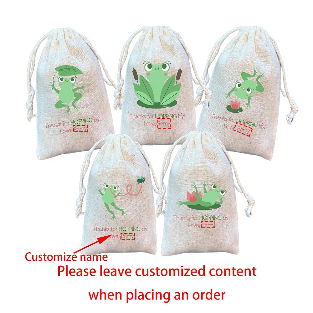 

Подарочные пакеты с милыми лягушками, 5 шт., сувениры на день рождения, подарок, пакет для сладостей на шнурке в лягушачьей тематике для детского душа, аксессуар для определения пола 5pcs13x18cm