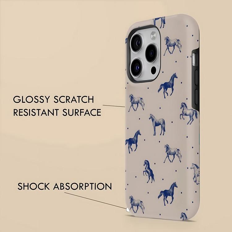 Pouzdro na telefon s motivem koně pro iPhone 17 17e 16e 16 15 14 13 12 11 X XS XR XSMAX 7 8 Air Pro Max Plus Dvouvrstvý zadní kryt