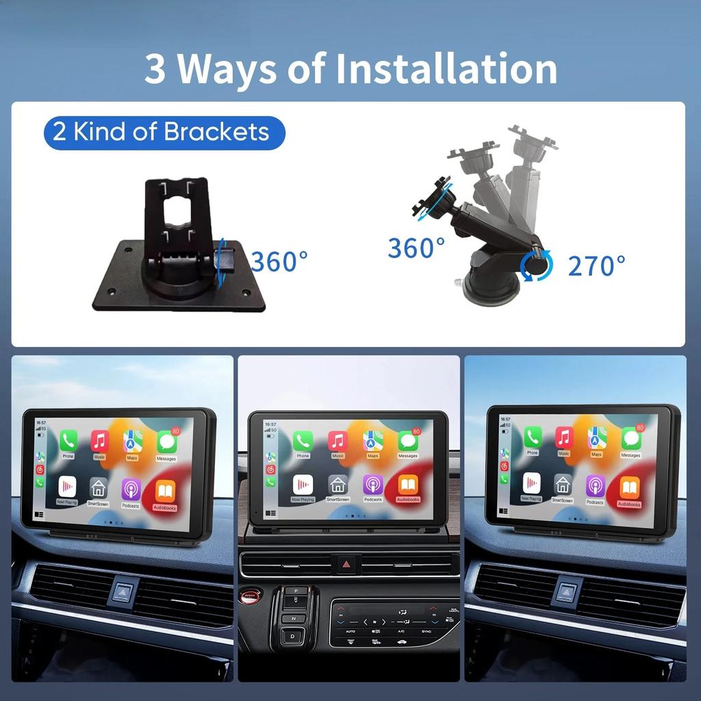 7Inch Touch Screen Car Radio Wireless CarPlay Android Auto Multimedia Video Player Universal Fit Rearview Camera