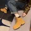 Kick not bad thick-soled big yellow boots women's autumn 2025 new small height increase short boots mountaineering tooling Martin boots
