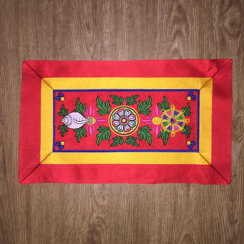 37.5*23cm Red/Yellow Tibetan Vajra Pestle Bell Pestle Pad Mercerized Fabric Embroidery Buddhist Hall Desktop Decoration Supplies красный