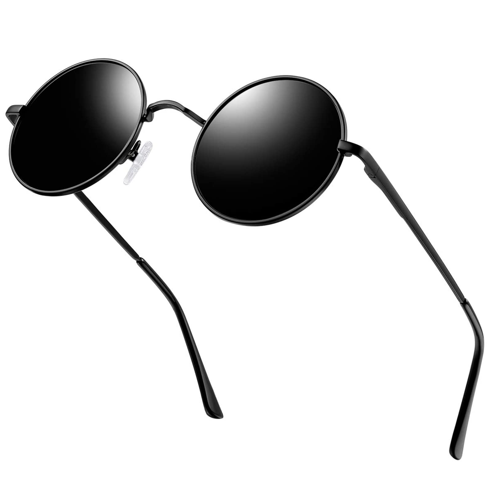 

KANASTAL Round Sunglasses for Men and Women, Polarized, Classic Design, Fashionable, UV Protection, Ultra Lightweight, for Driving (Matte Black)