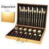 24pcs Dinnerware Set Stainless Steel Tableware Set Luxury Fork Spoon Knife Gold Silver Cutlery Gift Box Kitchen Accessories