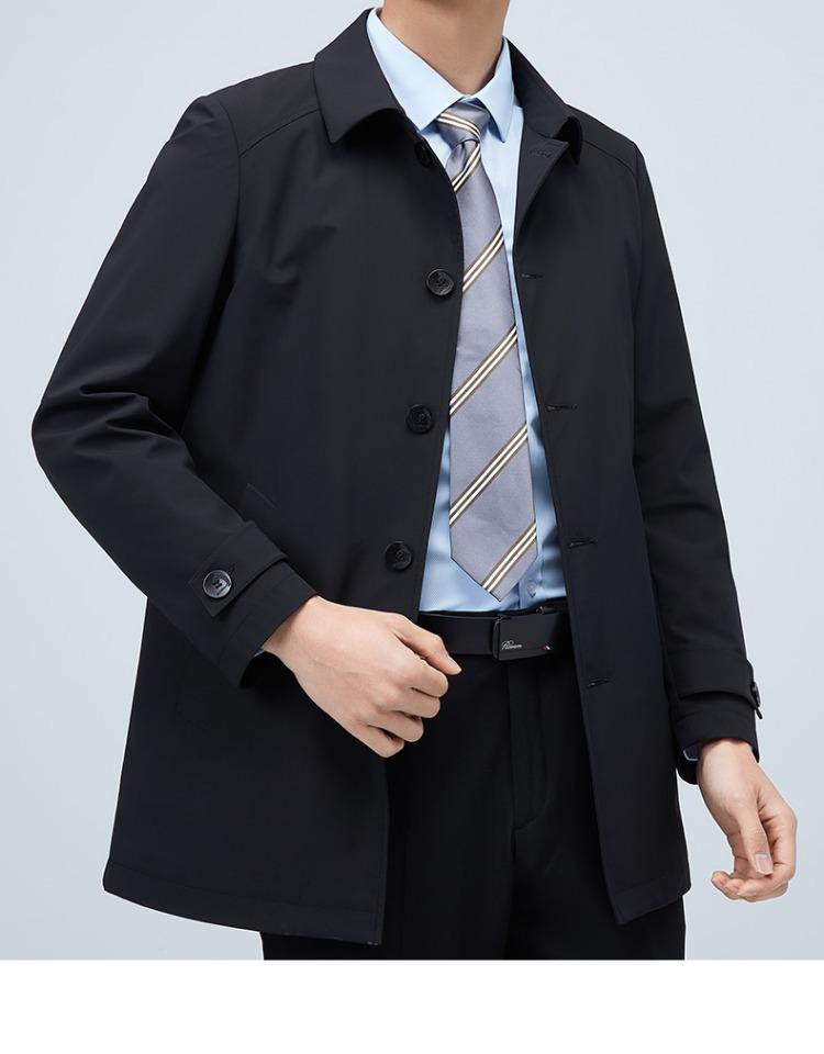 Romon Men's Mid-Length Cadre Style Trench Coat - Slim-Fit Autumn Jacket 2025 Trend