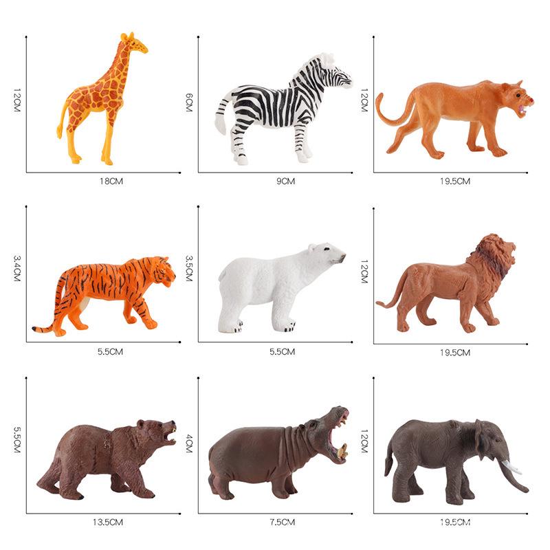 12-Piece Wild Animal Figurine Set: Hippo, Lion, Zebra, Rhino - Educational Models for Kids