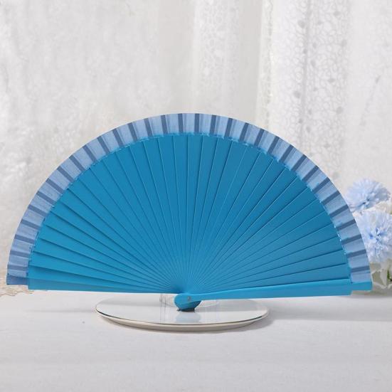 Wooden Folding Fan Solid Color Chinese Japanese Style Hand Fan Portable Wedding Dance Party Decorative Handheld Fan