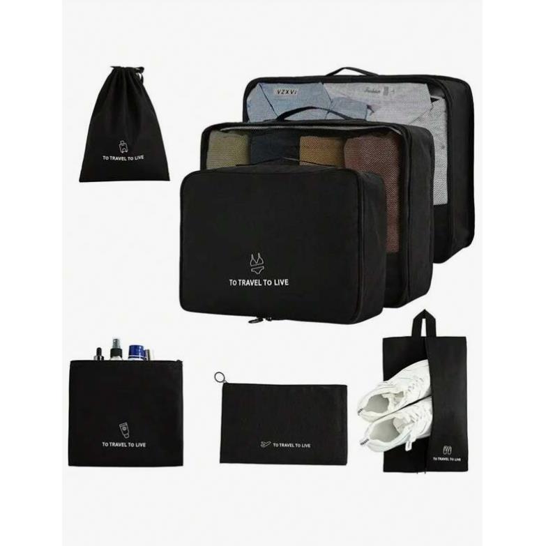 Travel Organizer Set of 7 for Clothes, Cosmetics, Shoes, and Suitcases