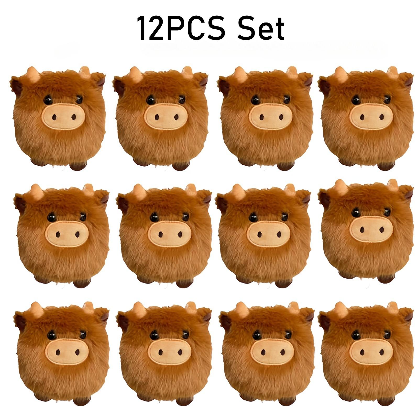 Süßes schottisches Hochlandrind Plüschzubehör Kawaii Kuscheltier Schlüsselanhänger Auto-Schmuck Superweicher Plüschanhänger Weihnachtsgeschenk brown