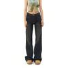 Women's Vintage Distressed Low Waist Slim Fit Micro Flare Jeans - 2025 Autumn Collection