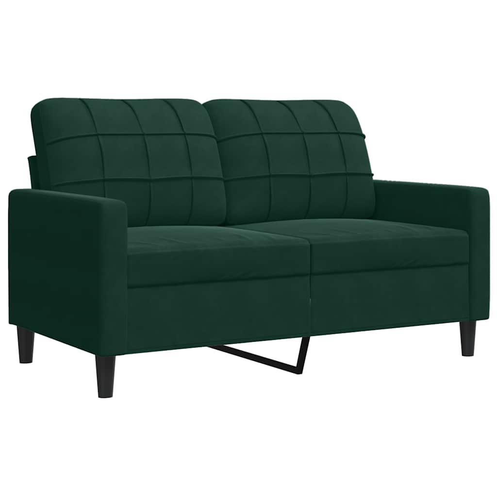 2 Piece Sofa Set with Cushions Dark Green Velvet