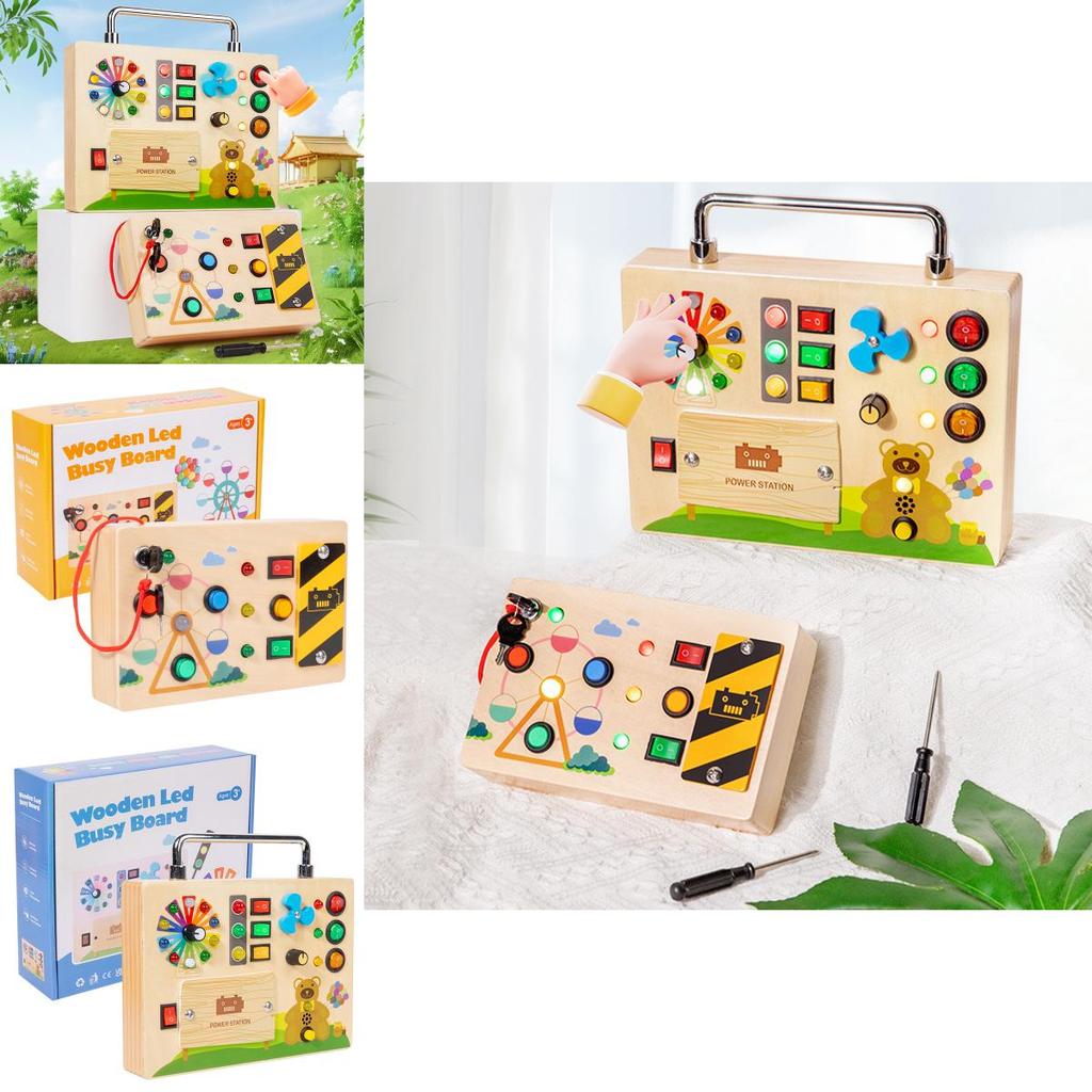 Hölzernes Switch-Spielbrett Kinder-Puzzle-Spielzeugset Mit LED-Leuchten Für Frühe Kindheit Lernen Und Entwicklung