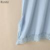 ZANZEA Women Casual Round Neck Sleeveless Lace Splice Summer Tank Tops