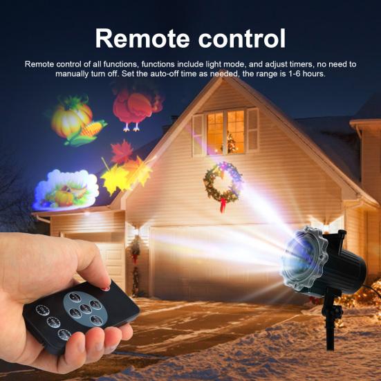 Halloween Christmas Projector Light Waterproof Thanksgiving LED Projection Lamp with 16Pcs Slides