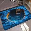 3D Ancient Well Spring Door Mat Stone Well Wall Design Non-Slip Rug Creative Home Decor Entryway Doorway Living Room Carpet