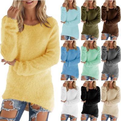 Women's Casual Autumn and Winter Tops Long Sleeve Tee Shirts Solid Color O-neck Blouses Ladies Cotton Pullover Sweatshirts Loose T-shirts
