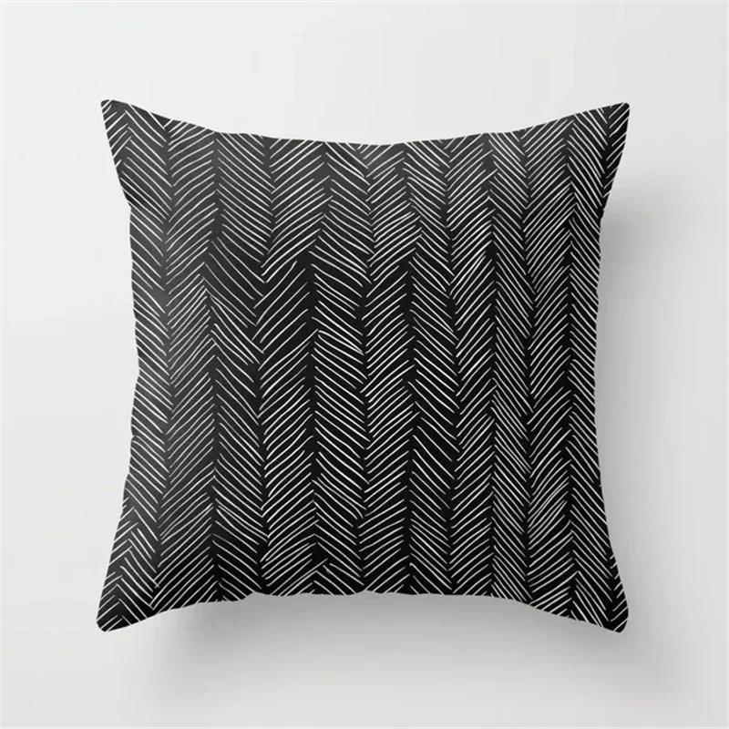 Black and White Cushion Cover Geometric Polyester Throw Pillow Covers Decorative 45x45cm Couch Pillows Fashion Nordic Pillowcase