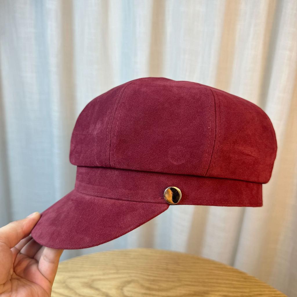 Big Head Duck Tongue Beret Women's Autumn and Winter Octagonal Hat Painter's Hat Japanese Retro Korean Style Small Newsboy Hat with A Face