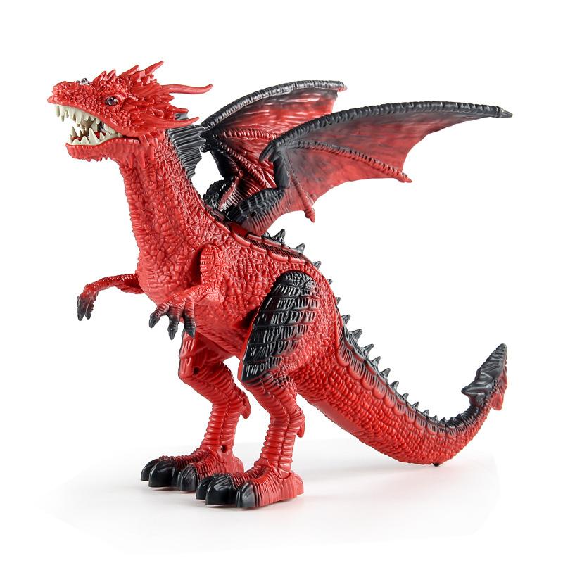 Electric Infrared Remote Control Spray Flying Dragon Toy Sound And Light Walking Dinosaur Children Dinosaur Model Toy