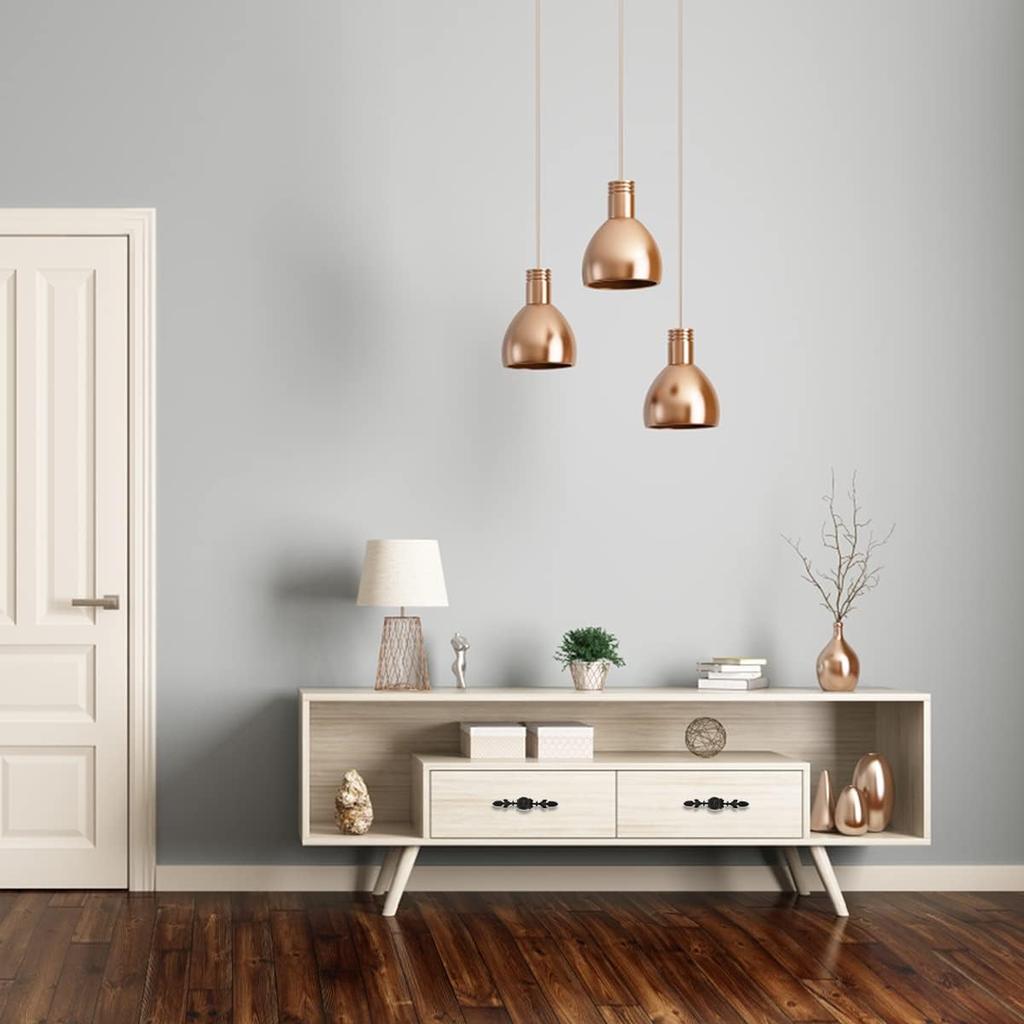 Pull Handle, Vintage Style Zinc Alloy Door Knob with Screw, Fit for Drawer Cabinet, 4-Pack (Black)