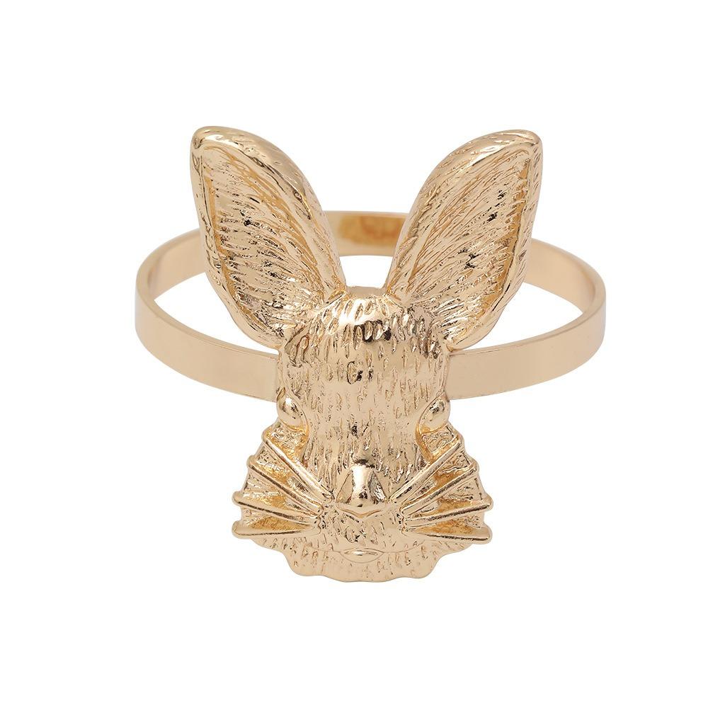 4pcs Metal Rabbit Napkin Rings Golden Napkin Buckles Bunny Napkin Holder  Wedding Dinner Table