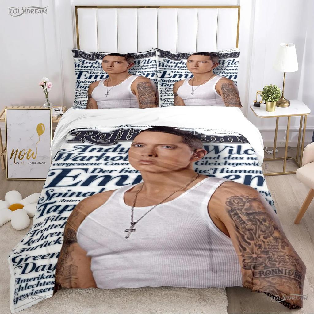 Eminem hip-hop singer All Season Duvet Cover Comforter Bedding sets Soft Quilt Cover and Pillowcases SingleDoubleQueenKing