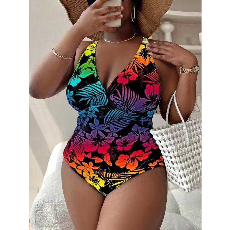 New Floral Sexy Plus Size One-piece High-end One-piece Bikini Swimsuit for Women