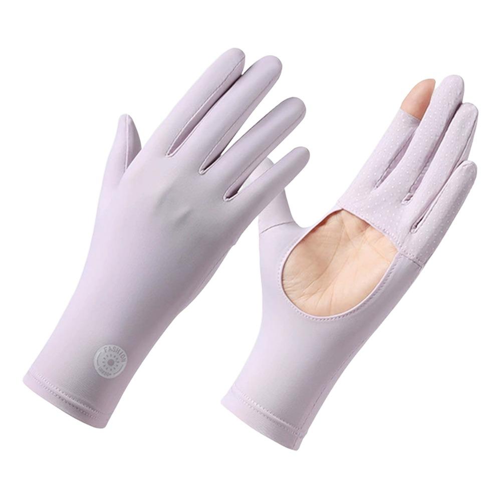 

UV Protection Summer Ice Silk Gloves Sun Protection Sunscreen Touch Screen Gloves Breathable Thin Five Finger Mitten фіолетовий