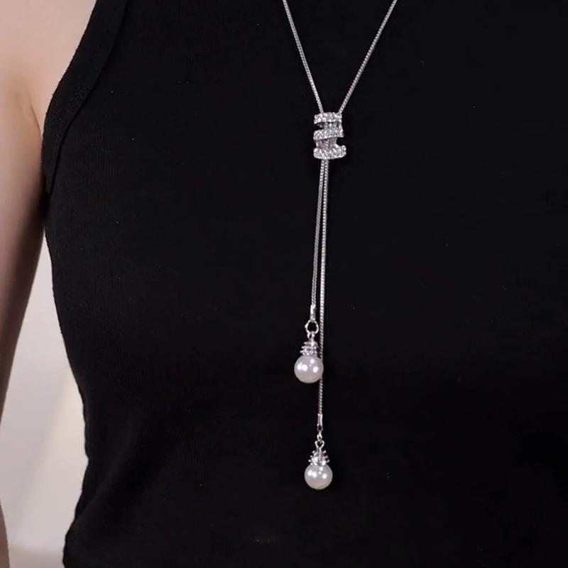 New Classic Simple Pearl Spiral Pendant Long Necklace Tassel Sweater Chain For Women Exquisite Jewelry Accessories Gifts