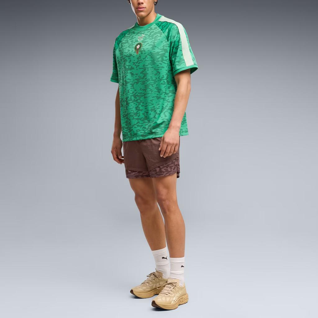 Puma X Salehe Bembury Collaborazione Marocco Traspirante Ampia Maglietta a Maniche Corte con Dolcevita Basso da Uomo Top 635131-56