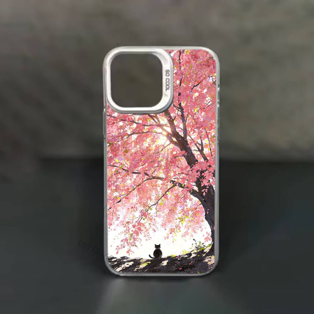 Pink Sakura phone Case for iPhone 17 11 12 Pro Max Plus Mini Air SE 16e 14 15 16 13 Soft Shell