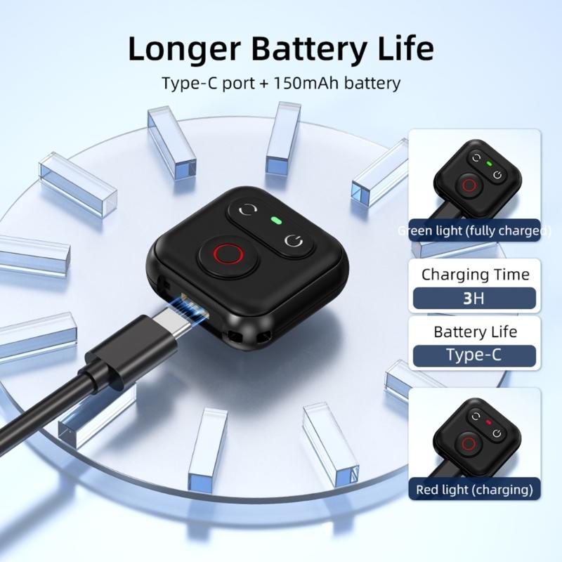 Portable Bluetooth-compatible Remote Controls for Action Cameras Comfortable Grip Easy Operation During Sports and Travel