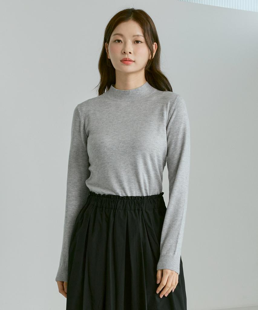 210EDIT Cashmere Blended Mock Turtleneck Knit [Melan Grey]_Zz4Sw011
