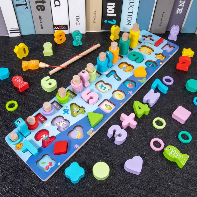 Baby Educational Mathematics Smart Games Wooden Babi Fishing Sensory Montessori Toys