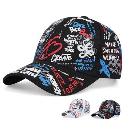 Mode Graffiti-Print Baumwolle Hüte Persönlichkeit Hip Hop Baseball-Mütze Frühling und Herbst Outdoor Sonnenkappe Paar Kappen