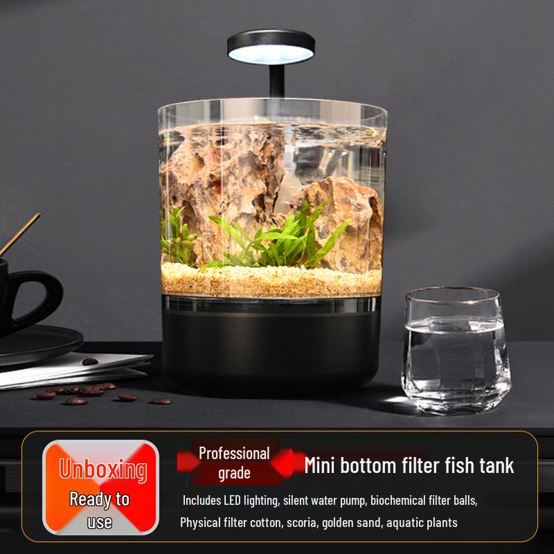 Compact Ecological Fish Tank with Filter & Oxygenation for Betta - Desktop Mini Aquarium