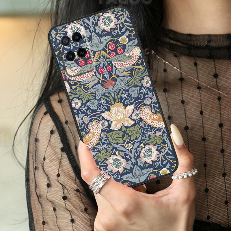 William Morris Strawberry Thief Case For Oppo A5 Pro A15 A17 A57 A77 A18 A38 A58 A78 A98 A94 A74 A54 A40 A60 A80 A96 A76 A16