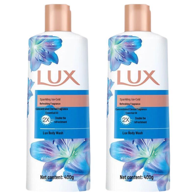 Lux Refreshing Fragrance Shower Gel, Shimmering Ice Cool, 2x400g