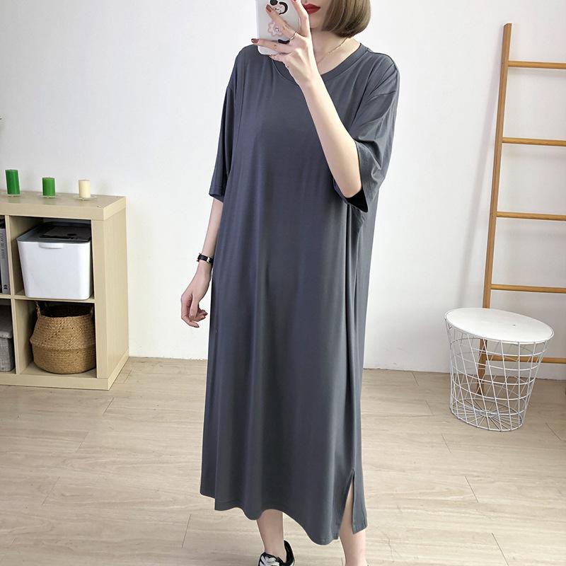 Vestito Due in Uno per Allattamento in Gravidanza: Camicia da notte larga in modal estiva per il post-parto