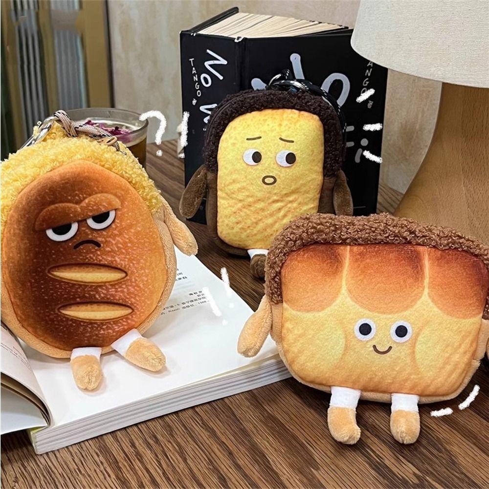 Bread Expression Coin Purse Toast Halter Small Bag Card Bag Plush Wallet  Gift