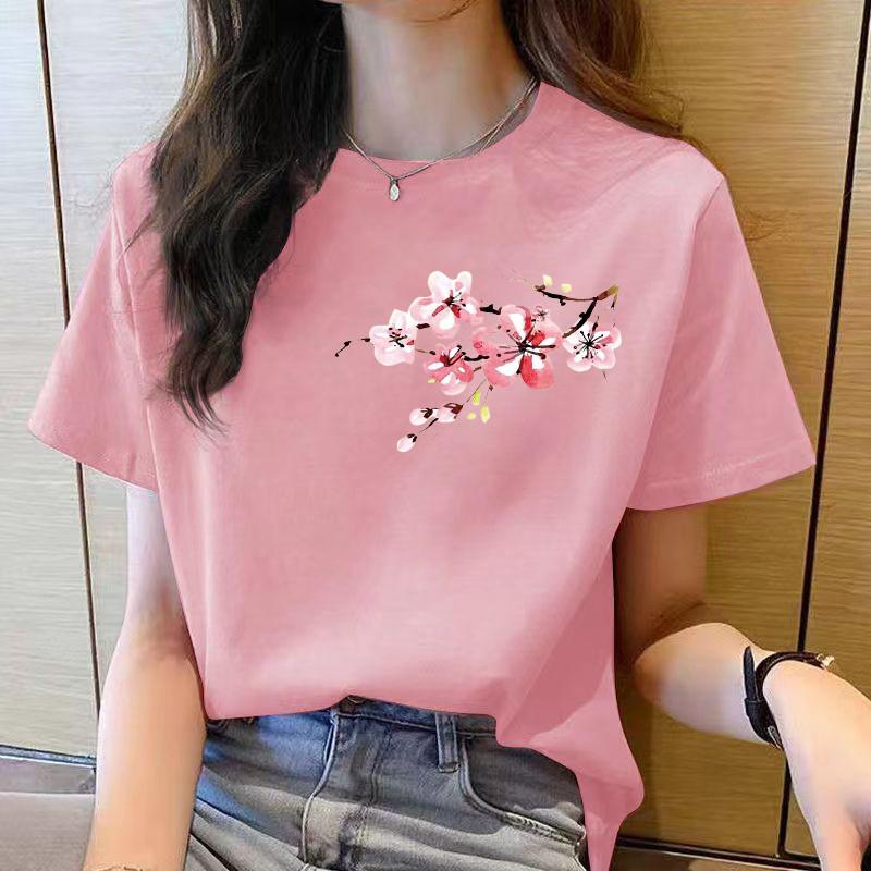 

Women s clothing short sleeved top women s T-shirt red top women s T-shirt summer round neck women s clothing short sleeved T-shirt women s top 6XL