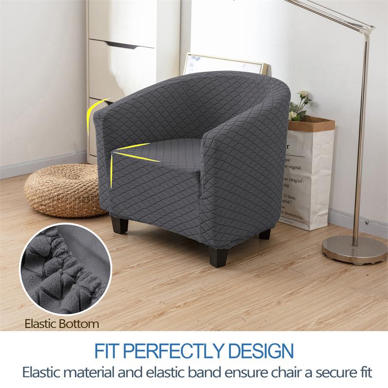 Nordic Club Tub Chair Cover Solid Color Plaid Armchair Covers Stretch Home Single Sofa Slipcovers for Study Bar Counter El